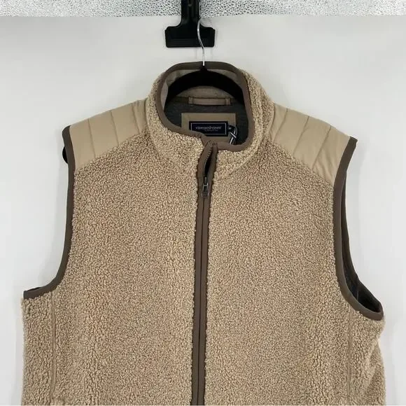 ๐ NWOT Vineyard Vines Nantucket Sherpa Vest Island Khaki Beige Tan Brown Medium - Picture 7 of 16